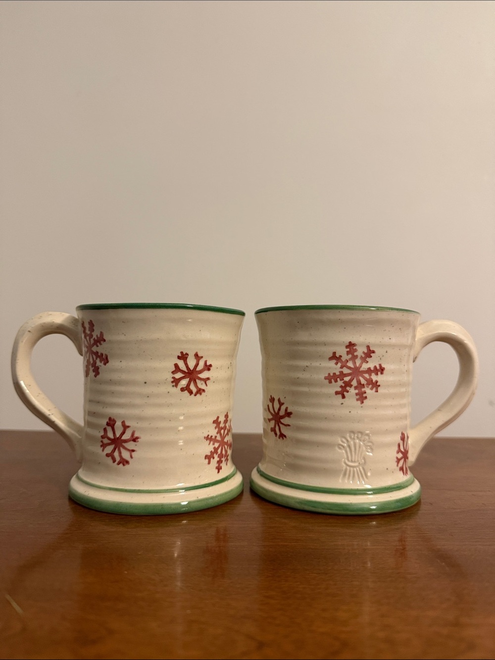 Snowflake Holiday Coffee Mugs - Set of 2